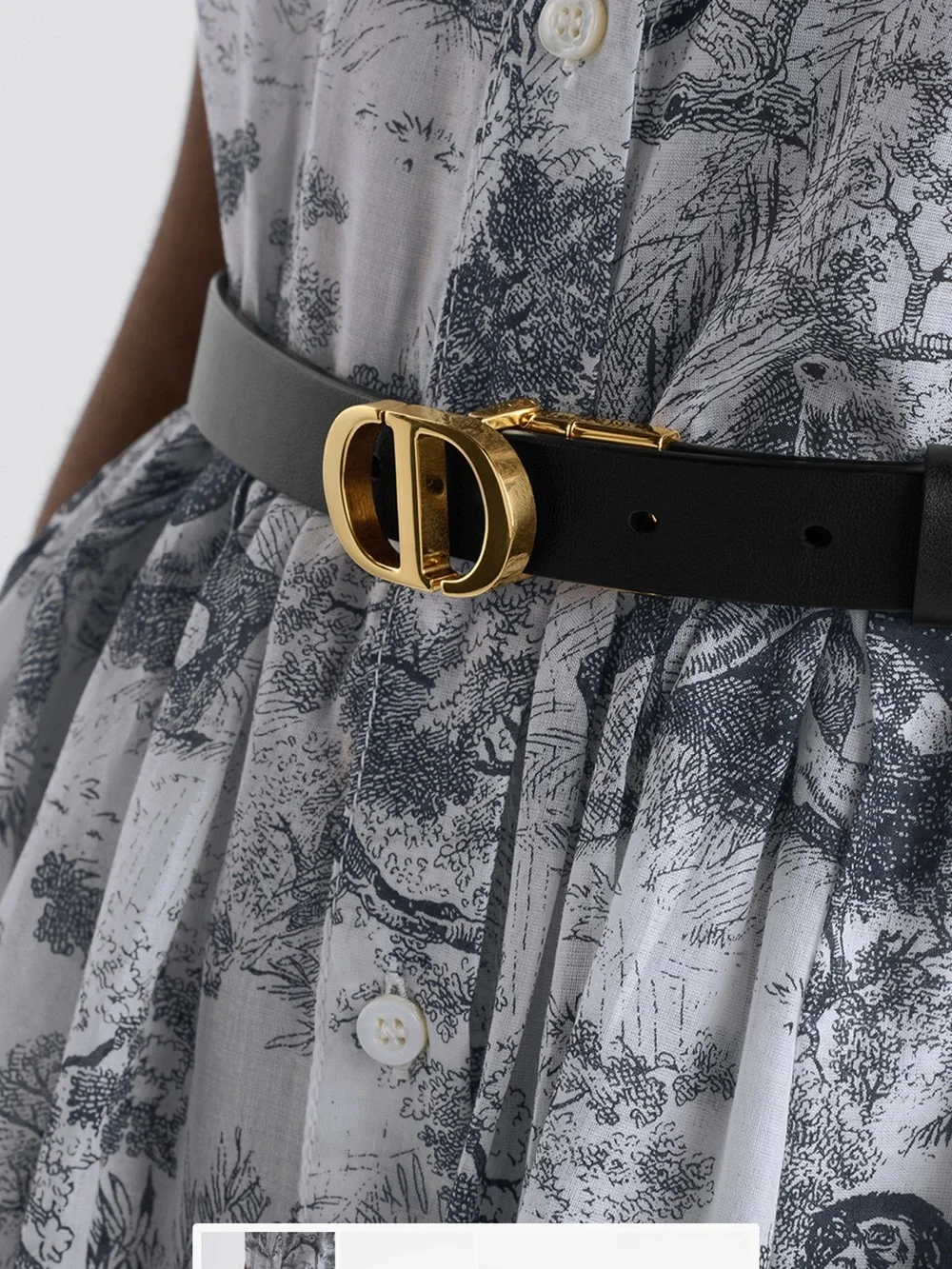 Dior Black Leather Belt with Gold CD Buckle and Cream Reversible Lining